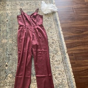 Lulus Burgundy Satin Jumpsuit